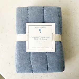 🆕 Pottery Barn Kids Chambray Branson  Quilted Pillow Sham
